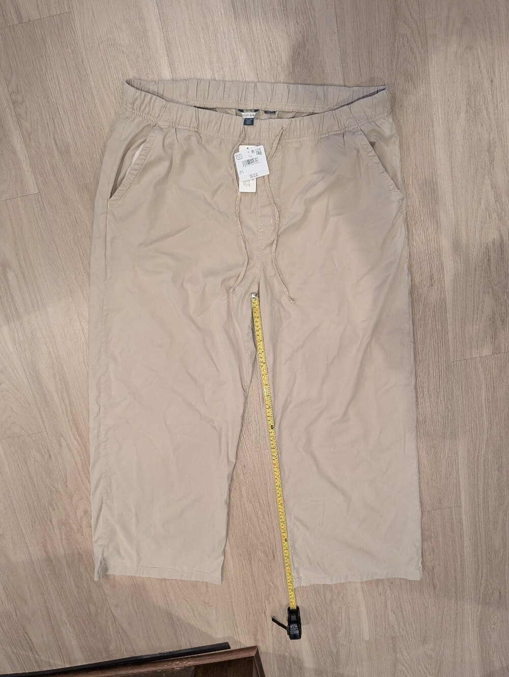 AE Women's Wide Light Light-weight Tan Elastic-Waist Chinos